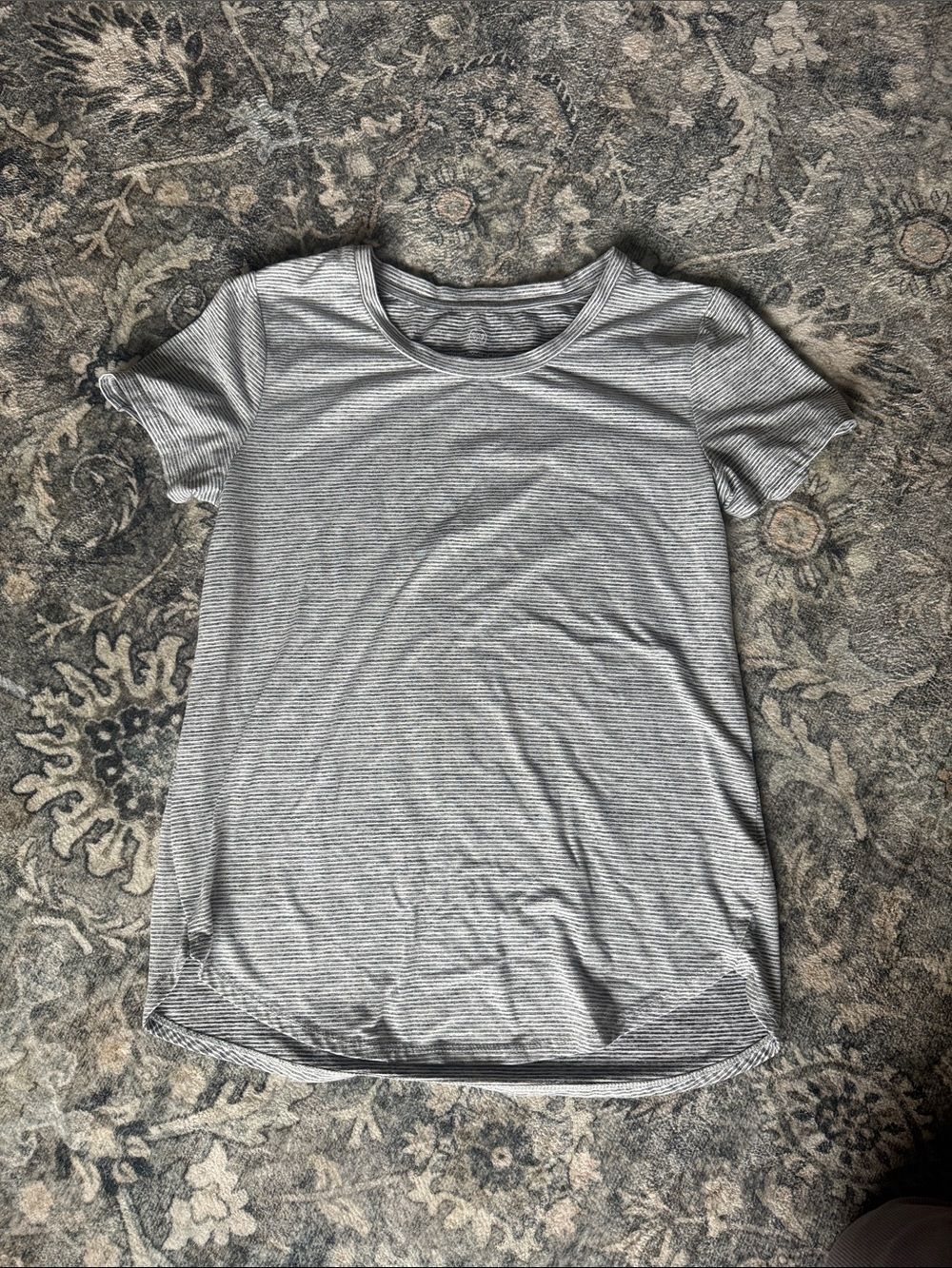 We Wander Women's Grey & White Striped Short-Sleeve Tee